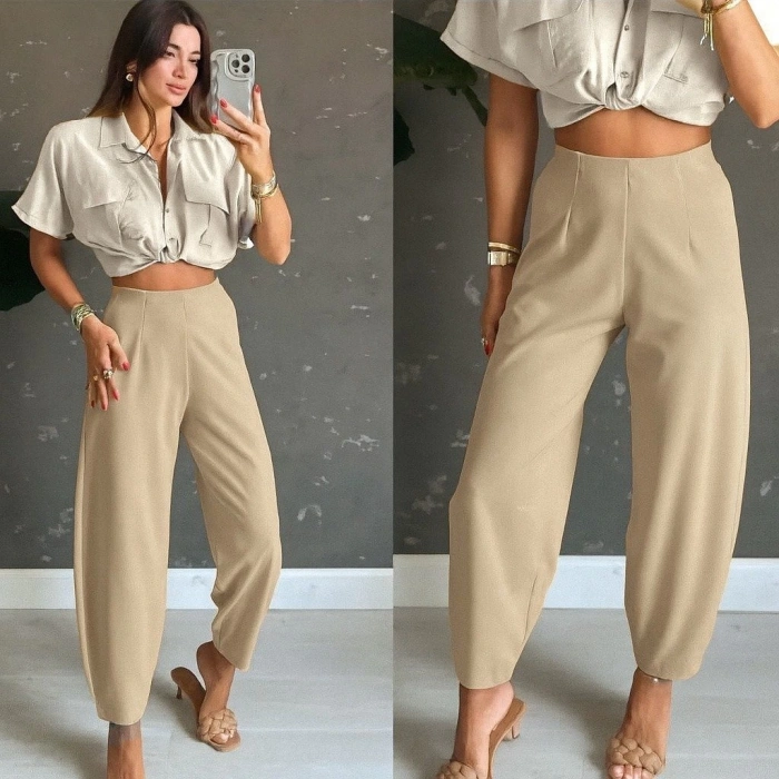 MARSiLYAN- Kadın Yüksek Bel Krep Pantolon