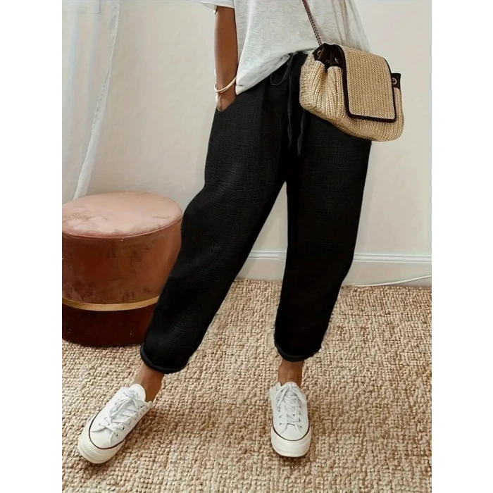 MARSiLYAN- Kadın Yüksek Bel Lastikli Belde Bağcık Detaylı Aerobin Pantolon