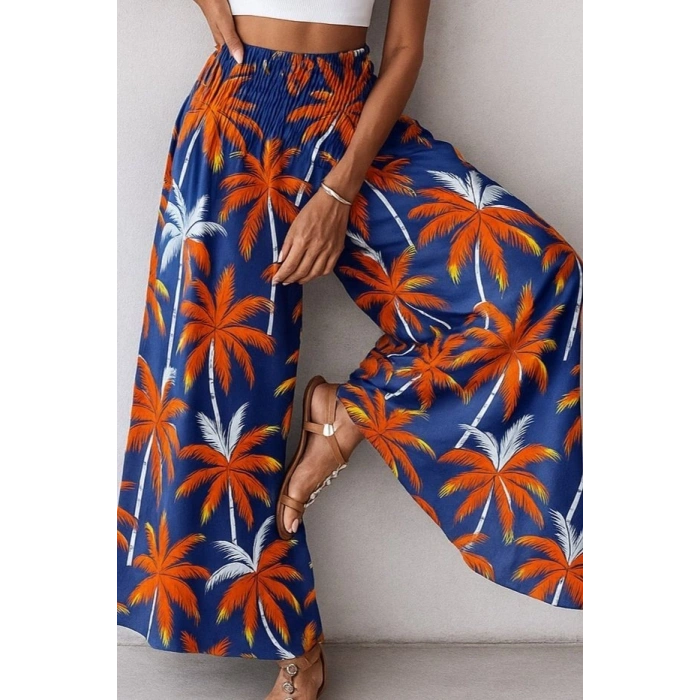 MARSiLYAN- Kadın Yüksek Bel Lastikli Desenli Süprem Pantolon