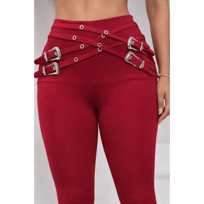 MARSiLYAN- Kadın Yüksek Bel önden çapraz Kuş Göz Detaylı Dalgıç Tayt