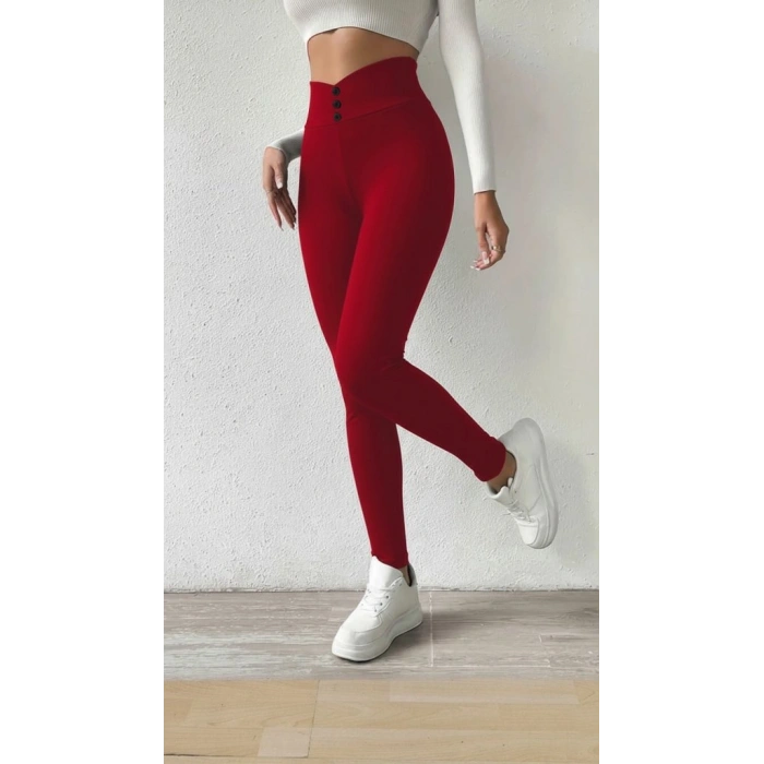 MARSiLYAN- Kadın Yüksek Bel önden Düğmeli Dalgıç Tayt