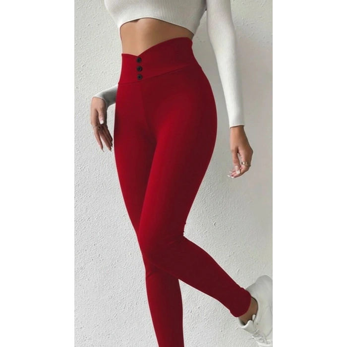 MARSiLYAN- Kadın Yüksek Bel önden Düğmeli Dalgıç Tayt