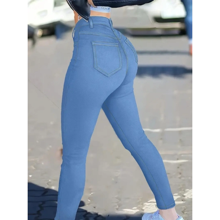 MARSiLYAN- Kadın Yüksek Bel önden Düğmeli Dar Kesim Kot Pantolon