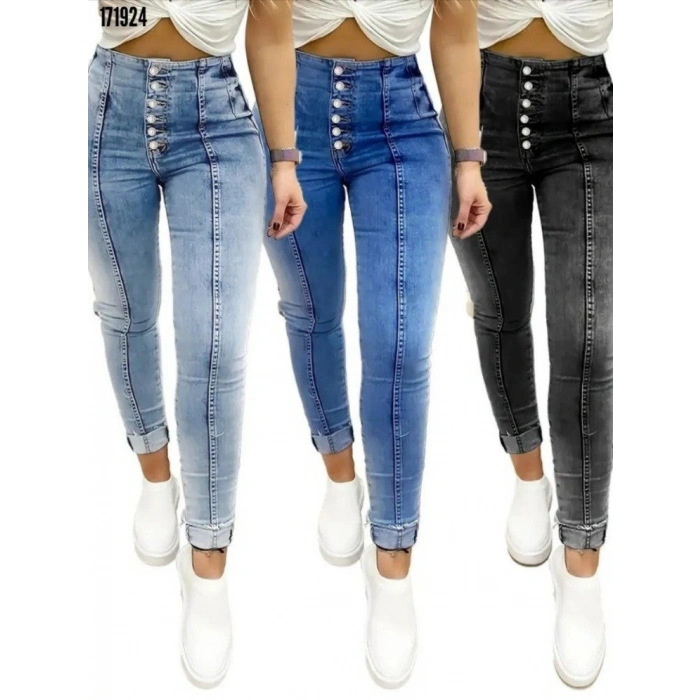 MARSiLYAN- Kadın Yüksek Bel önden Düğmeli Jean Pantolon