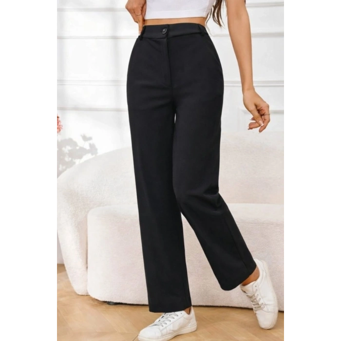 MARSiLYAN- Kadın Yüksek Bel Paçaya Doğru Genişleyen Ithal Krep Pantolon