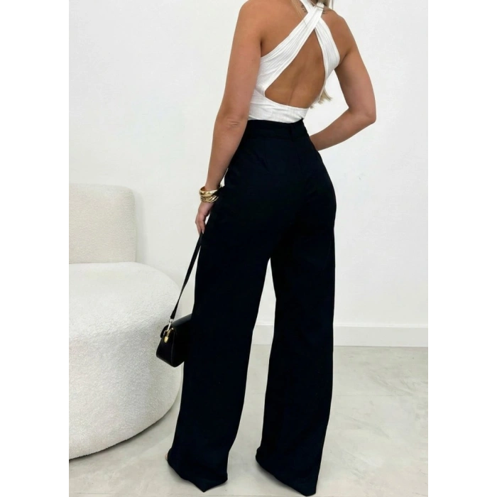 MARSiLYAN- Kadın Yüksek Bel Paçaya Doğru Genişleyen Ithal Krep Pantolon