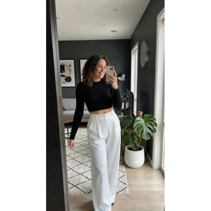 MARSiLYAN- Kadın Yüksek Bel Pileli Palazzo Pantolon