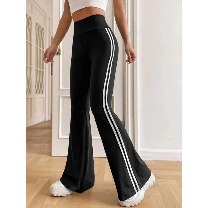 MARSiLYAN- Kadın Yüksek Bel şerit Detaylı Ispanyol Paçalı Dalgıç Pantolon