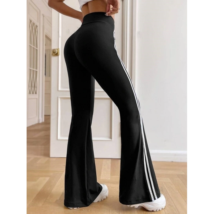 MARSiLYAN- Kadın Yüksek Bel şerit Detaylı Ispanyol Paçalı Dalgıç Pantolon