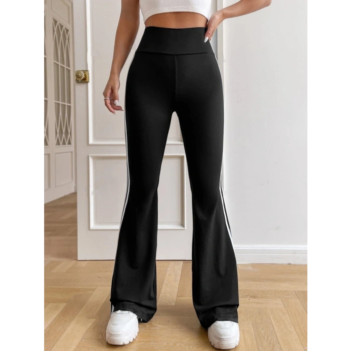 MARSiLYAN- Kadın Yüksek Bel şerit Detaylı Ispanyol Paçalı Dalgıç Pantolon