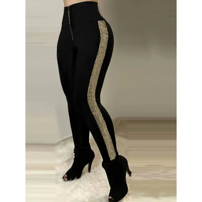 MARSiLYAN- Kadın Yüksek Bel Yan şerit Detaylı Dalgıç Tayt