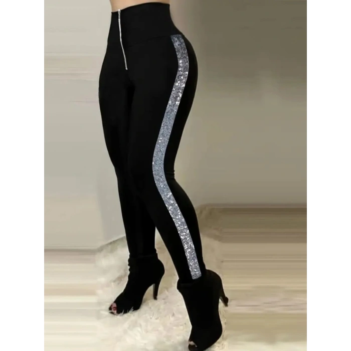 MARSiLYAN- Kadın Yüksek Bel Yan şerit Detaylı Dalgıç Tayt