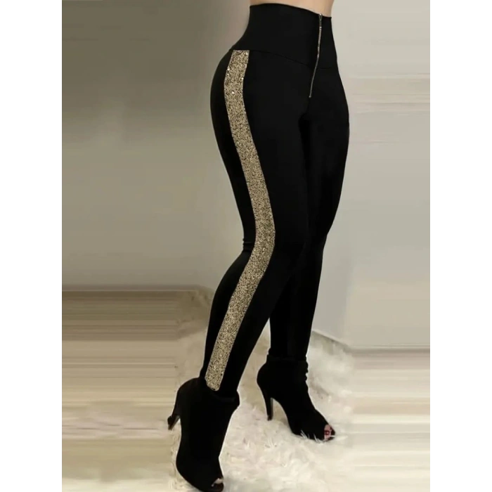 MARSiLYAN- Kadın Yüksek Bel Yan şerit Detaylı Dalgıç Tayt