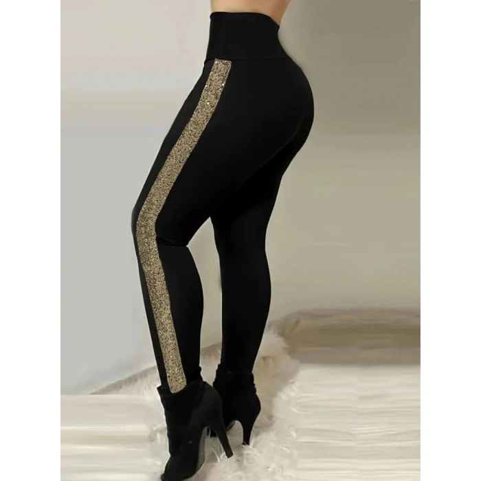 MARSiLYAN- Kadın Yüksek Bel Yan şerit Detaylı Dalgıç Tayt