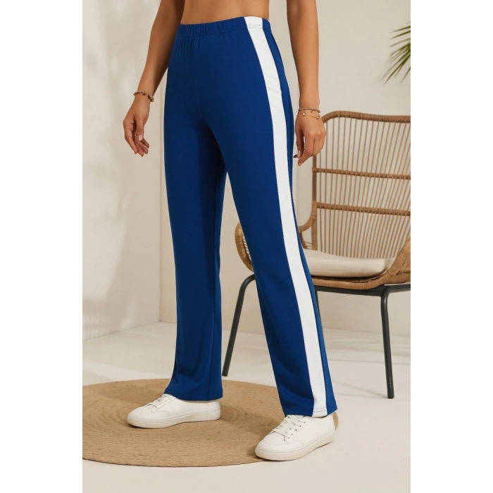 MARSiLYAN- Kadın Yüksek Bel Yan şerit Detaylı Yırtmaçlı Viskon Iki Iplik Pantolon