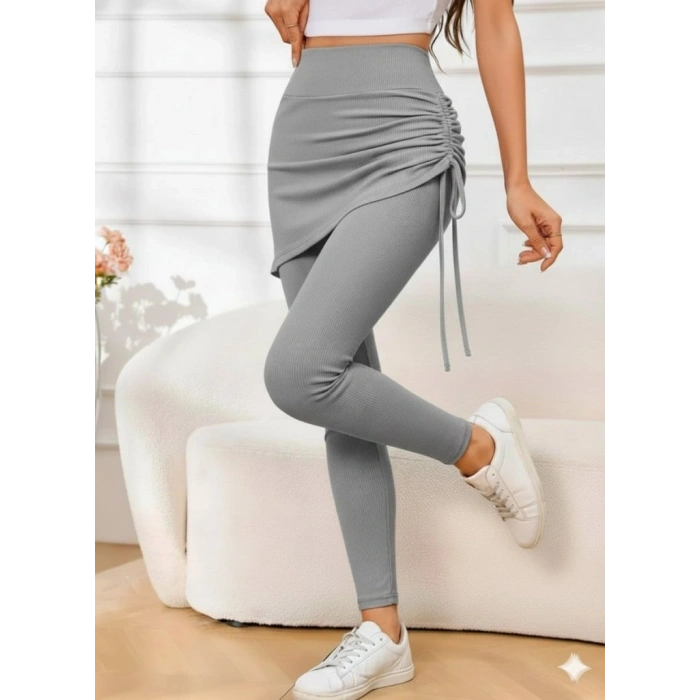 MARSiLYAN- Kadın Yüksek Bel Yandan Büzgülü Alttan Uzun Kaşkorse Tayt Etek