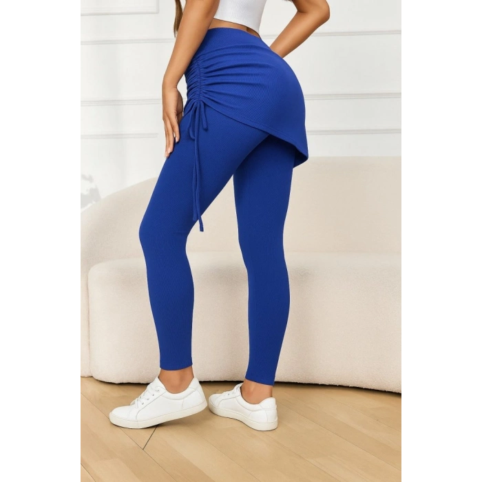 MARSiLYAN- Kadın Yüksek Bel Yandan Büzgülü Alttan Uzun Kaşkorse Tayt Etek