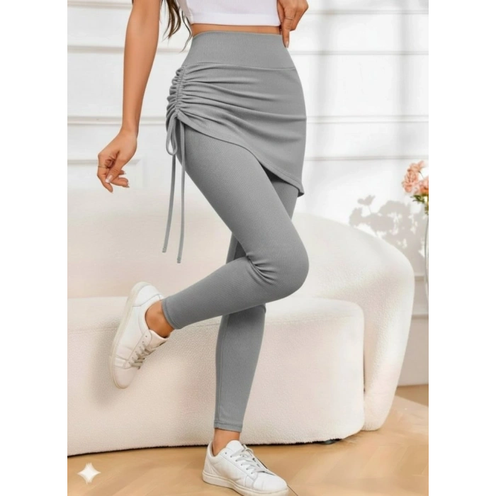 MARSiLYAN- Kadın Yüksek Bel Yandan Büzgülü Alttan Uzun Kaşkorse Tayt Etek