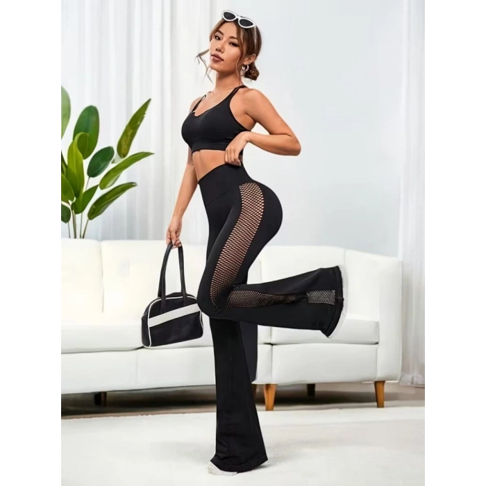 MARSiLYAN- Kadın Yüksek Bel Yandan File Görünümlü Dalgıç Tayt