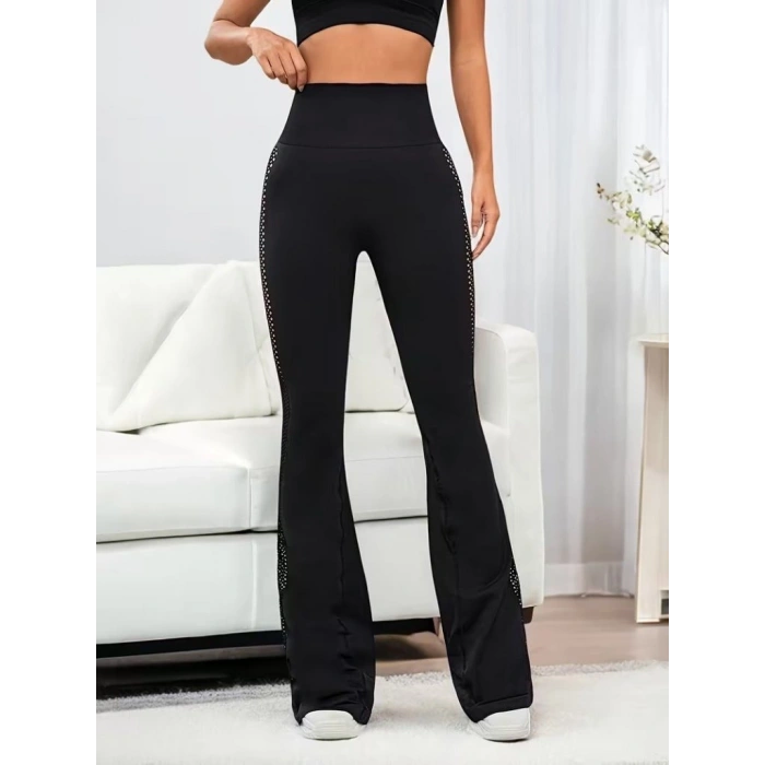 MARSiLYAN- Kadın Yüksek Bel Yandan File Görünümlü Dalgıç Tayt