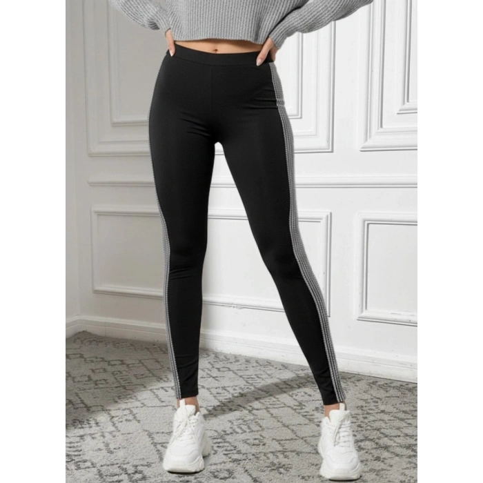 MARSiLYAN- Kadın Yüksek Bel Yarı şerit Pul Payetli Dalgıç Tayt