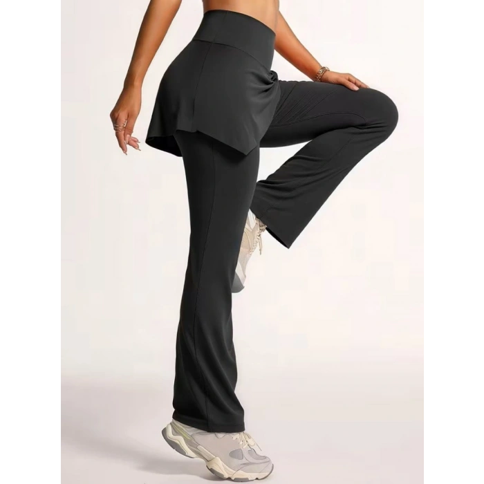 MARSiLYAN- Kadın Yüksek Belli Yandan Büzgülü Paçaya Doğru Geniş Dalgıç Tayt