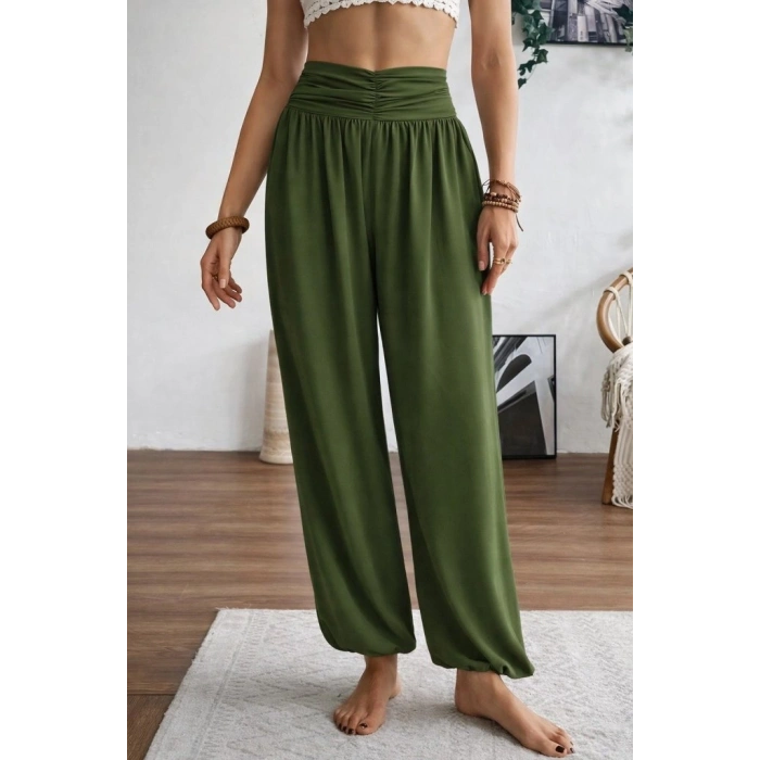 MARSiLYAN- Kadın Yüksel Bel Yoğun Büzgü Detaylı Aerobin Pantolon