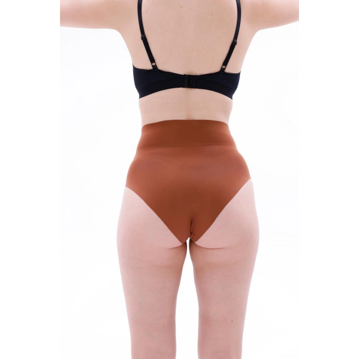 MARSiLYAN-  Kahverengi MI EMAY 2704 Lazer Kesim Yüksek Bel Hayalet Külot