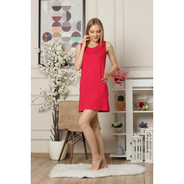 MARSiLYAN- Kalın Askılı Penye Gecelik Fuşya