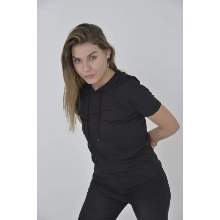 MARSiLYAN- Kapşonlu Slim Fit T-shirt - Siyah