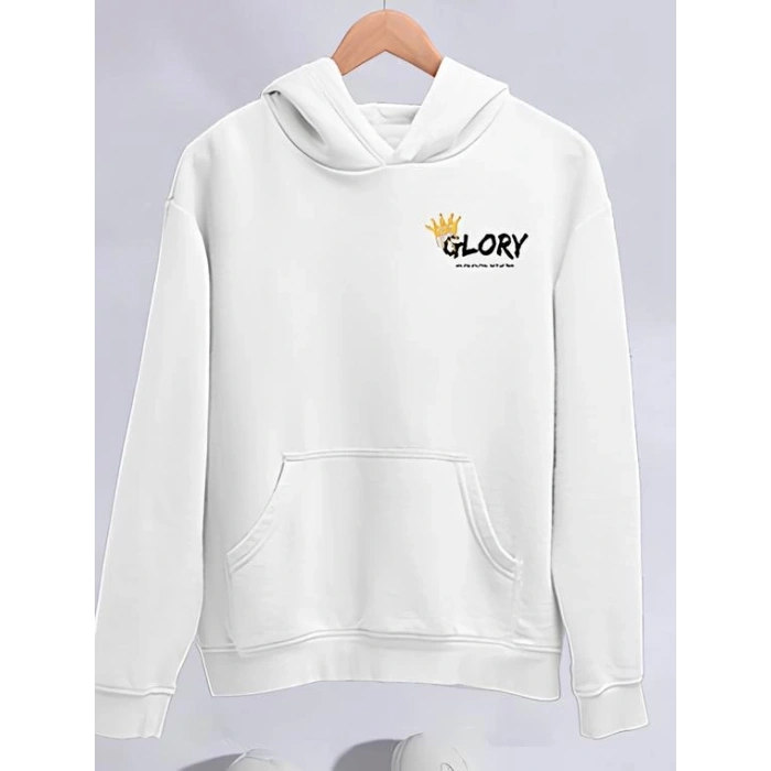 MARSiLYAN- Kışlık Üç İplik Kapşonlu SweatShirt - Beyaz