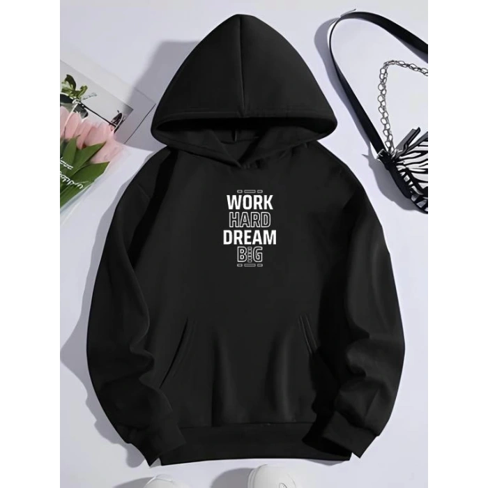 MARSiLYAN- Kışlık Üç İplik Kapşonlu SweatShirt - Siyah