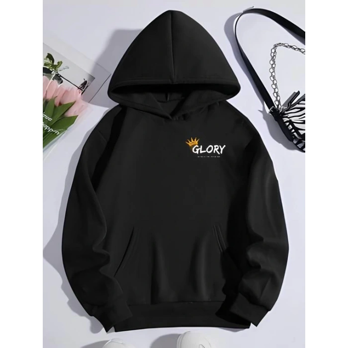 MARSiLYAN- Kışlık Üç İplik Kapşonlu SweatShirt - Siyah