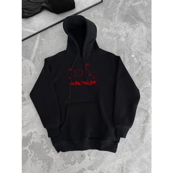 MARSiLYAN- Kışlık Uzun Kol Kapüşonlu SweatShirt - Siyah