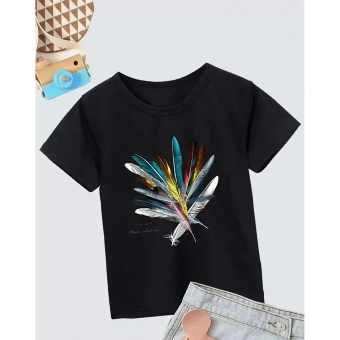 MARSiLYAN- Kız Çocuk Baskılı T-Shirt- Siyah