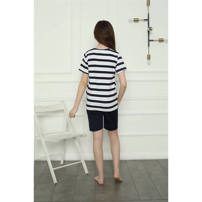 MARSiLYAN- Kız Çocuk Penye Şortlu Pijama Takım Lacivert