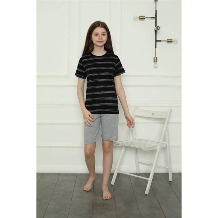 MARSiLYAN- Kız Çocuk Penye Şortlu Pijama Takım Siyah