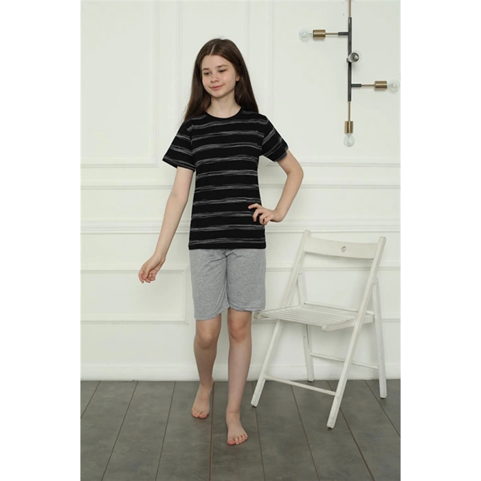MARSiLYAN- Kız Çocuk Penye Şortlu Pijama Takım Siyah