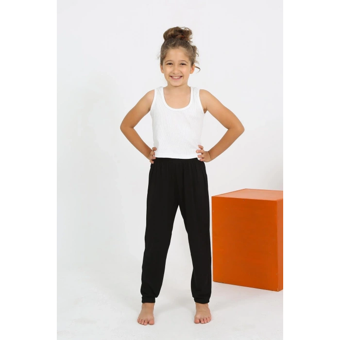 MARSiLYAN- Kız Çocuk Sıfır Kol Beyaz Penye Pijama Takım