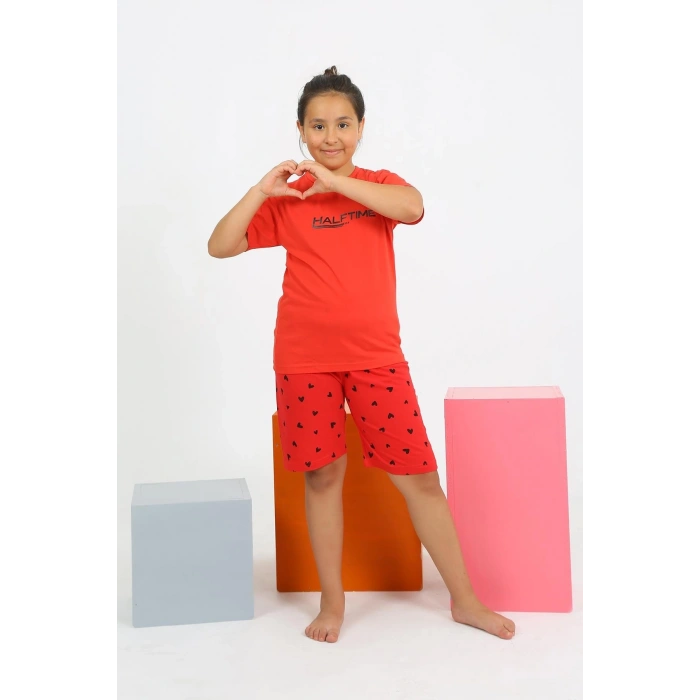 MARSiLYAN- Kız Çocuk Şortlu Kısa Kol Penye Pijama Takım