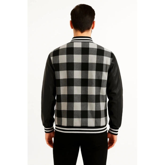 MARSiLYAN- Kolları Suni Deri Içi Astarlı Oduncu Kolej Içi Ceket - Gri