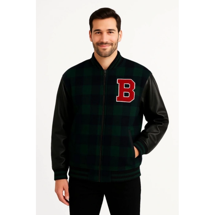 MARSiLYAN- Kolları Suni Deri Içi Astarlı Oduncu Kolej Içi Ceket - Haki