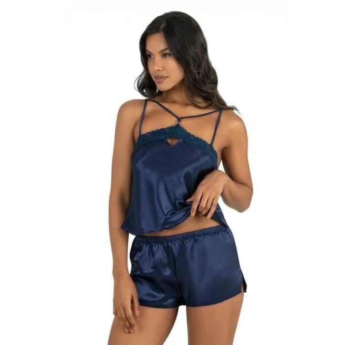 MARSiLYAN-  Lacivert Saten Şort Takımı