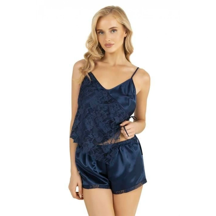 MARSiLYAN-  Lacivert Saten Şort Takımı 9204
