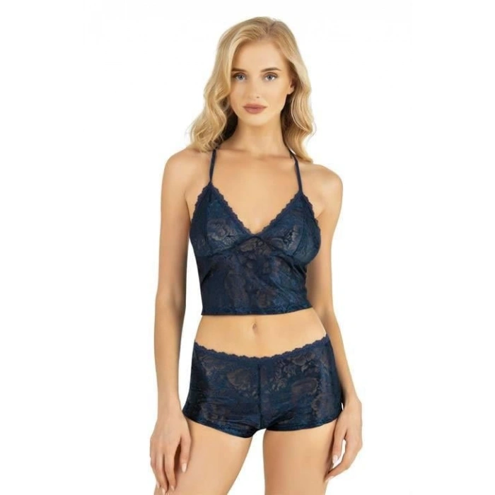 MARSiLYAN-  Lacivert Saten Şort Takımı 9222