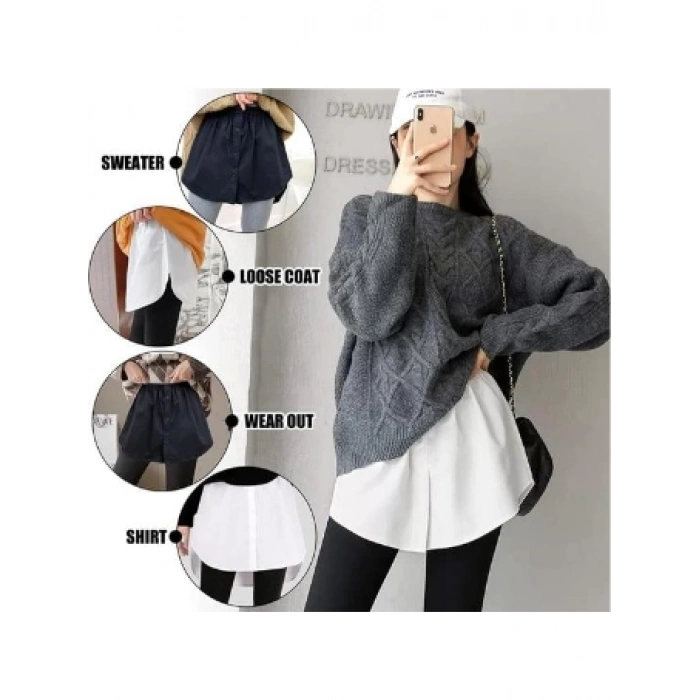 MARSiLYAN- Lastikli Düğmeli Kurtarıcı Gömlek Altı Eteklik -Beyaz