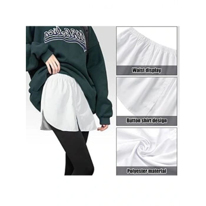 MARSiLYAN- Lastikli Düğmeli Kurtarıcı Gömlek Altı Eteklik -Beyaz