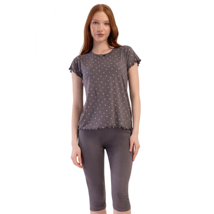 MARSiLYAN- Likralı Viskon Battal Kayık Yaka Kısa Kol Eteği Ov