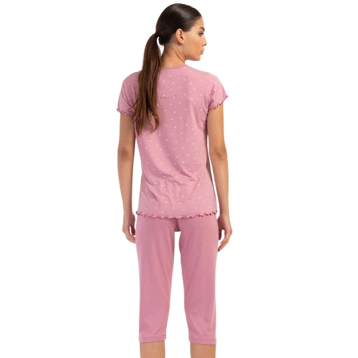 MARSiLYAN- Likralı Viskon Battal Kayık Yaka Kısa Kol Kapri Ta