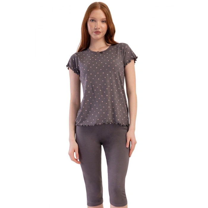 MARSiLYAN- Likralı Viskon  Kayık Yaka Kısa Kol Eteği Oval Kap